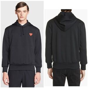 Comme des Garçons PLAY Black/Red Embroidered Heart Logo Pullover Hoodie Size XL
